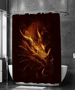 Gold Fire Dragon Head Shower Curtain For A Bold Bathroom