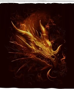 Gold Fire Dragon Head Shower Curtain For A Bold Bathroom
