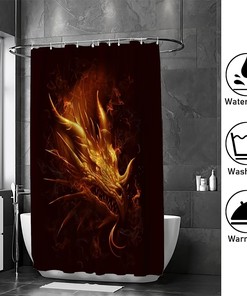 Gold Fire Dragon Head Shower Curtain For A Bold Bathroom