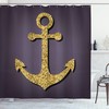 Gold Glitter Anchor Pattern Graphic Print Home Decor Shower Curtain