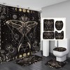 Gold Glitter Sun and Moon Phase Starry Sky Celestial Shower Curtain for Boho Bathroom Décor