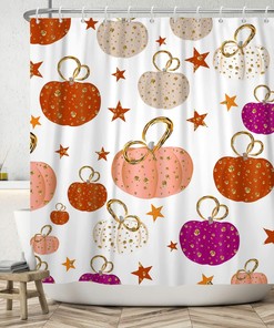 Gold Harvest Shower Curtain - Autumn Pumpkin Shower Curtain
