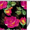 Gold Lines with Butterfly and Rose Print Shower Curtain for Elegant Bathroom Decor