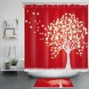 Gold Love Heart Tree Red Shower Curtain for Bathroom Decor on Valentine's Day