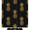 Gold Pineapple On Black Background Shower Curtain, Waterproof Fabric Bathroom Decors