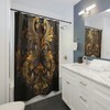 Golden Baroque Floral Shower Curtain With Black And Gold Tones, Durable And Printed To Order