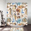 Golden Blue Seashells Shower Curtain, Perfect For Beach Theme Bathroom Decor