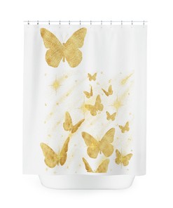 Golden Butterflies Polyester Shower Curtain for a Stylish Bathroom Decor