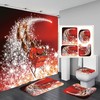 Golden Elk Sleigh Christmas Bathroom Shower Curtain Set, Perfect For Festive Holiday Decor