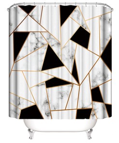 Golden Geometric Pattern Shower Curtain Perfect For Mid Century Modern Bathroom Decor