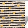 Golden Hearts and Stripes Pattern Shower Curtain, Chic Bathroom Decor