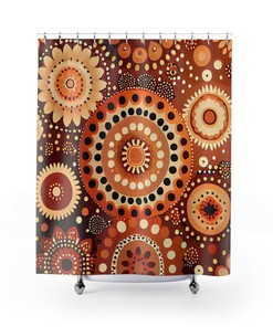 Golden Hour Boho Duschvorhang - Geometrisch Und Natur-Inspiriertes Aquarell Design, Perfect For Boho Bathroom Decor