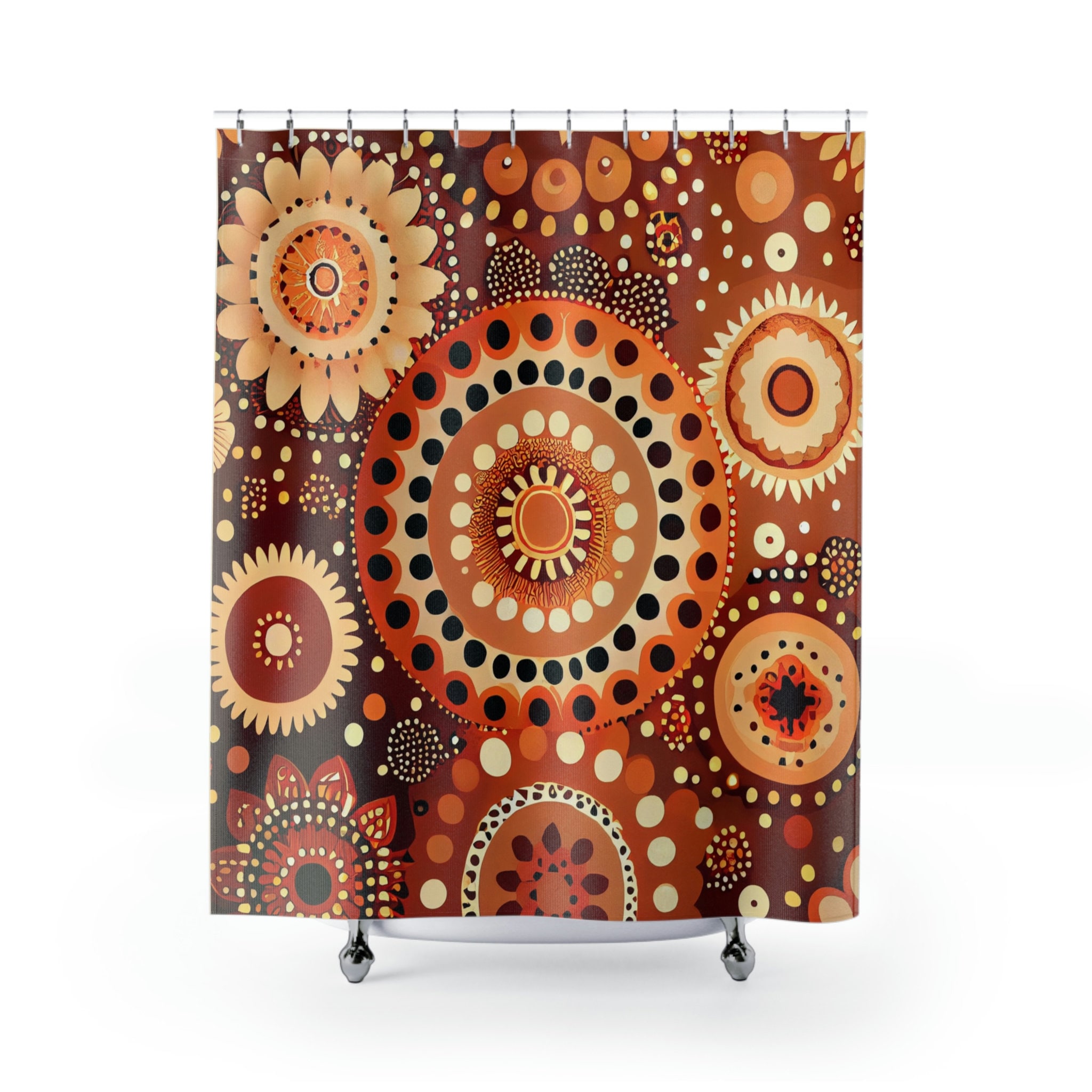 Golden Hour Boho Duschvorhang - Geometrisch Und Natur-Inspiriertes Aquarell Design, Perfect For Boho Bathroom Decor