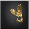 Golden Hummingbird Fabric Shower Curtain For Bathroom Decoration, Perfect For Nature Theme Bathroom Decor