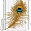 Golden Peacock Feather Shower Curtain Abstract Artwork Pattern