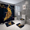 Golden Peacock Plume Petal Bathroom Shower Curtain Set, Perfect For Chic Bathroom Decor