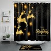 Golden Reindeer Stars Christmas Shower Curtain - Elegant Bathroom Decor