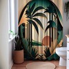 Golden Retreat Tropical Art Deco Floral Chic Shower Curtain, perfect Housewarming Gift with Bathroom Theme