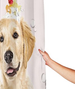 Golden Retriever Bath Soap Wash Shower Curtain - Humorous And Fun For Dog Lovers Bathroom Decor
