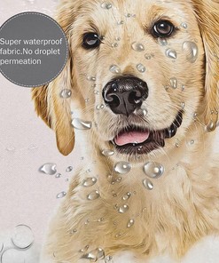 Golden Retriever Bath Soap Wash Shower Curtain - Humorous And Fun For Dog Lovers Bathroom Decor