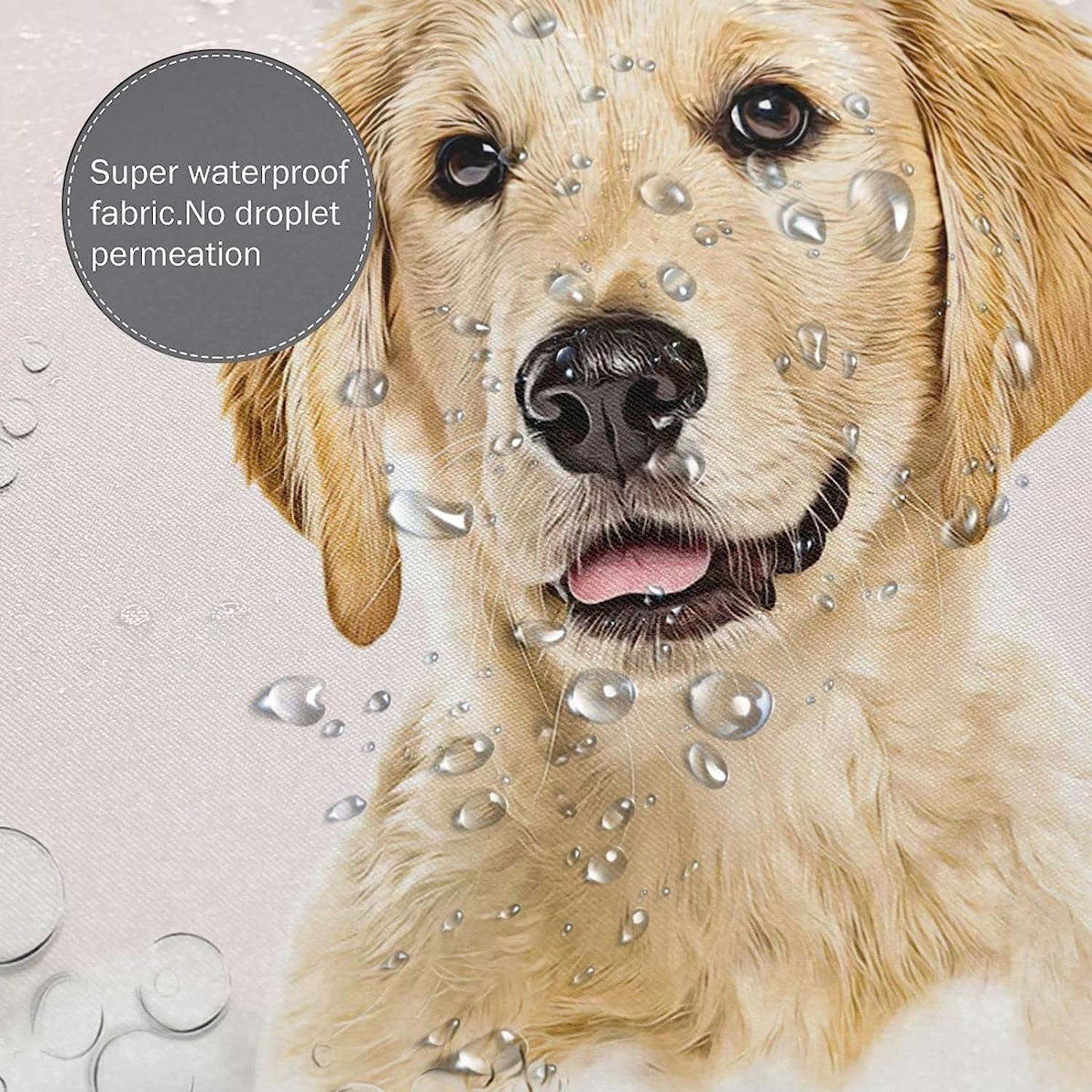 Golden Retriever Bath Soap Wash Shower Curtain - Humorous And Fun For Dog Lovers Bathroom Decor