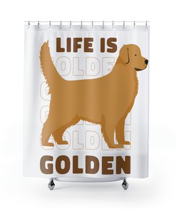 Golden Retriever Dog Fabric Shower Curtain, Perfect For Pet-Lover Bathroom Decor