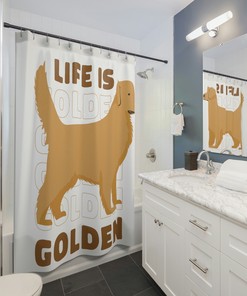 Golden Retriever Dog Fabric Shower Curtain, Perfect For Pet-Lover Bathroom Decor