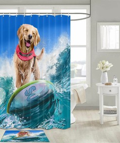 Golden Retriever Dog Shower Curtain - Waterproof Fabric and Inviting Print, Perfect for Dog Lovers' Bathroom Decor