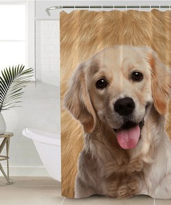 Golden Retriever Shower Curtain With Waterproof Fabric, Perfect For Animal-Lover Bathroom Decor