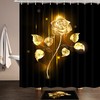 Golden Rose In The Dark Complete Bathroom Waterproof Shower Curtain, Perfect For Romantic Bathroom Decor