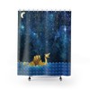 Golden Sea Monster Shower Curtain With Dragon And Nessy Design, Perfect For Fantasy Theme Bathroom Decor