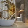 Golden Shower Curtain With Floral Design, Designer Bathroom Accessories For Home Owner Gifts
