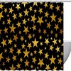 Golden Stars Pattern Shower Curtain In Black, Add Some Luxury And Shine To Your Bathroom Decor