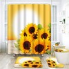 Golden Sunflowers Shower Curtain | Natural Sunrise Sunset Bathroom Decor