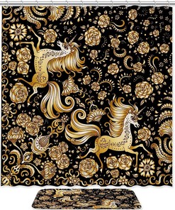 Golden Unicorn Shower Curtain - Regal and Elegant Bathroom Addition