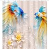 Goldfish Lotus Flowers Shower Curtain With Koi Fish And Leaf 3D Print