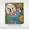 Gone Fishing Bulldog Waterproof Fabric Shower Curtain