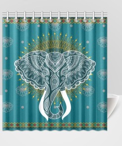 Good Vibes Inspired African Elephant Head Shower Curtain
