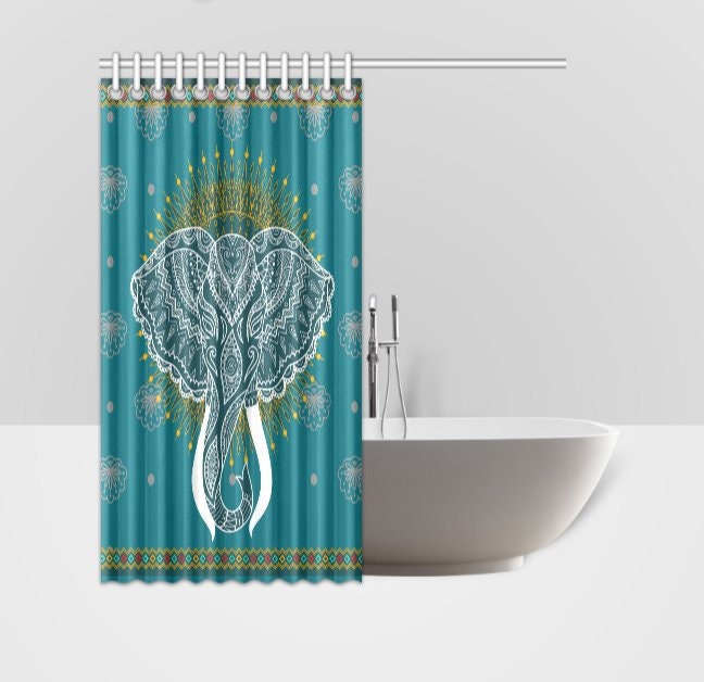 Good Vibes Inspired African Elephant Head Shower Curtain - Image 2