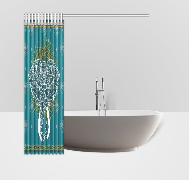 Good Vibes Inspired African Elephant Head Shower Curtain - Image 3