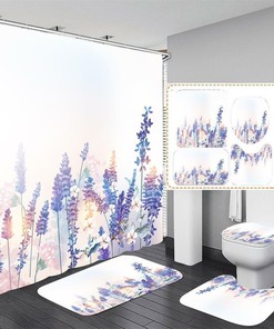 Gorgeous 3D Purple Lavender Waterproof Shower Curtain For Your Bathroom