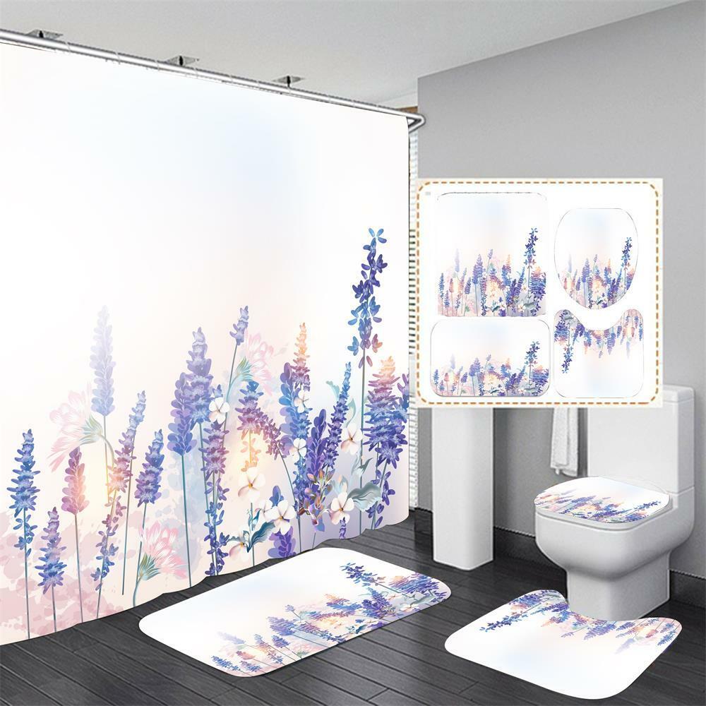Gorgeous 3D Purple Lavender Waterproof Shower Curtain For Your Bathroom