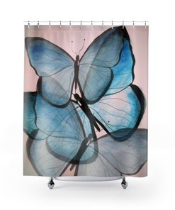 Gorgeous Blue Butterflies Shower Curtain For Natural Bathroom Decor