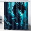 Gorgeous Blue Dragon Portrait Shower Curtain With Waterproof Fabric Material For Bathroom Decoration