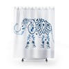 Gorgeous Blue Floral Elephant On White Shower Curtain For Classic Bathroom Decoration