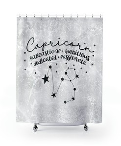 Gorgeous Capricorn Zodiac Sign Shower Curtain With Astrology Lover And Horoscope Star Sign Gifts