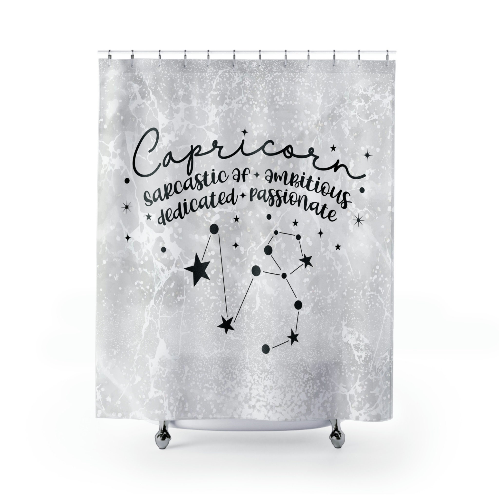Gorgeous Capricorn Zodiac Sign Shower Curtain With Astrology Lover And Horoscope Star Sign Gifts