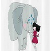 Gorgeous Elephant Shower Curtain With Stall Girl On Elephant Trunk Design For Your Bathroom