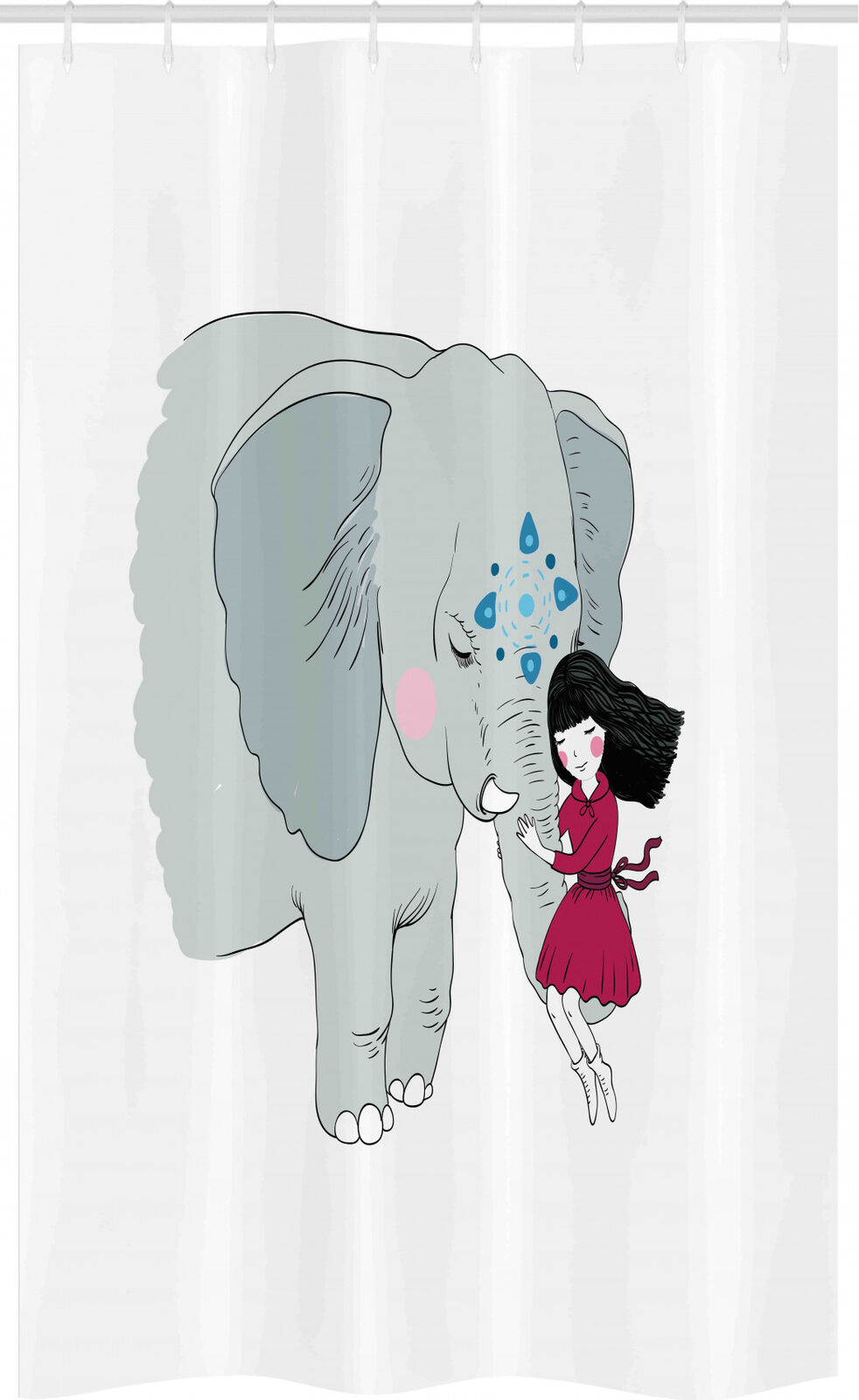 Gorgeous Elephant Shower Curtain With Stall Girl On Elephant Trunk Design For Your Bathroom