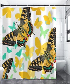 Gorgeous Golden Swallowtails Shower Curtain - Durable And Lightweight - Perfect For Any Bathroom